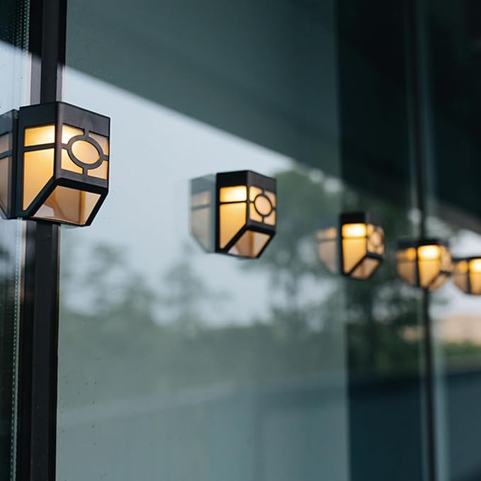 Outdoor Solar Powered LED Wall Lights Waterproof Decorative Lighting for Outside Wall Deck Fence Patio Front Door Stair Steps Landscape Garden Yard Backyard Driveway Path Warm White 6 Pack