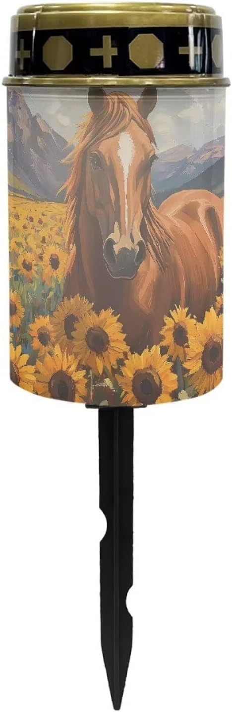 Horse Sunflower Solar Stake Lights Yard Lawn Solar Powered Lights Cemetery Decorations - Outdoor Path Light | Lumora