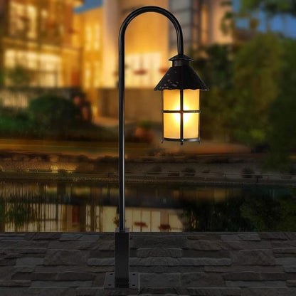 Lights Outdoor IP55 Retro Glass Waterproof Outdoor Pillar Light Vintage Creative Bend Metal Aluminum Lawn Post Light Garden Street Park Villa Decorative Column Lamp E27 Edison Stadium