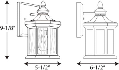 Progress Lighting Edition Collection 1-Light Water Glass Traditional Outdoor Small Wall Lantern Light Antique Bronze