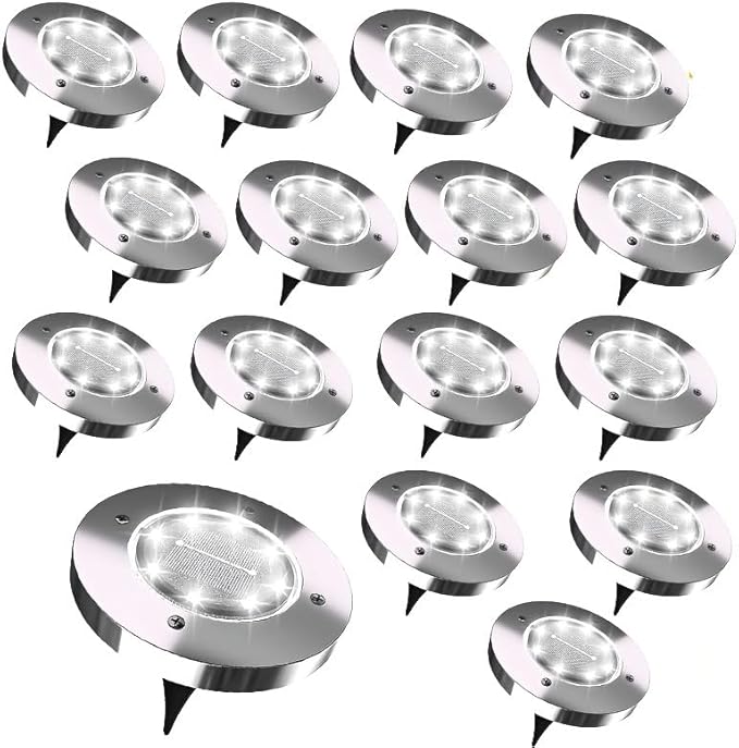 New Solar Garden Path Light (16/8/4/2), Suitable for Villa Outdoor Areas, terraces, lawns, Christmas Decorations, Gardens - IP55 Waterproof (16 White Lights)
