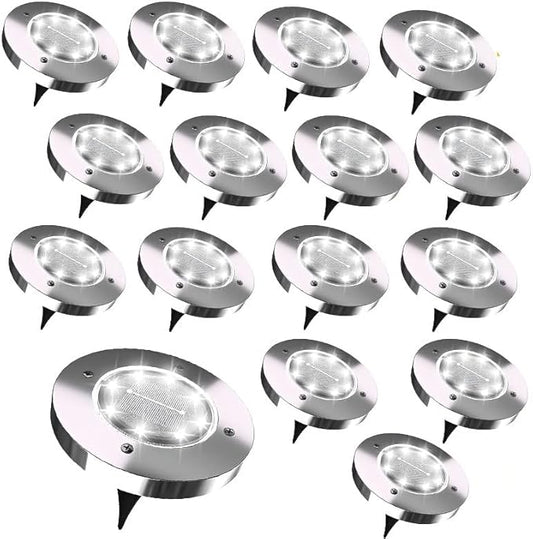 New Solar Garden Path Light (16/8/4/2), Suitable for Villa Outdoor Areas, terraces, lawns, Christmas Decorations, Gardens - IP55 Waterproof (16 White Lights)