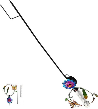 Solar Garden Path Lights Decorative Outdoor Solar Lights Yard Landscape Lighting for Lawn Patio with Butterfly Windmill Rain Gauge Stake