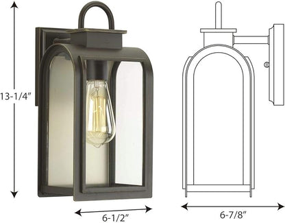 Progress Lighting 1-Light Small Wall Lantern, Refuge Collection, Outdoor, P6030-108, Oil Rubbed Bronze