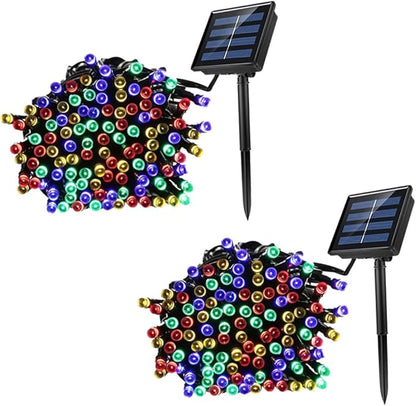 2 Sets Solar LED String Lights Multi-Color Bulbs Outdoor Garden Christmas Decorations for Patio Tree Party