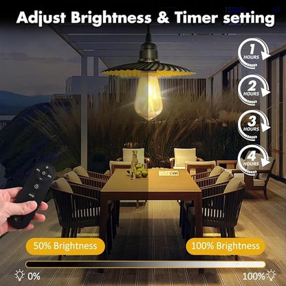 Solar Pendant Light Indoor Outdoor Solar Shed Light IP65 Waterproof 2 Charging Way Hanging Gazebo Barn Lights with Pull Cord