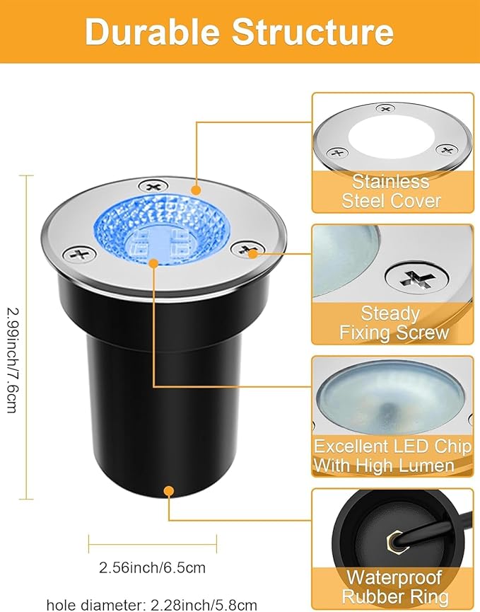 ZUCKEO Low Voltage Landscape Lighting RGB Well Lights Landscape LED In Ground Light, Outdoor Color Changing | Lumora