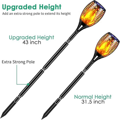 TomCare Solar Lights, 43" Waterproof Flickering Flames 96 LED Torches Outdoor Landscape Decoration Lighting Auto On/Off Pathway Lights for Garden Patio Yard, Black(6)