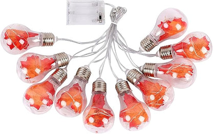 Maple Bulbs String Lights,10 LEDs Clear Bulb Lights Battery Powered-Indoor/Outdoor Fairy Lights for Patio,Café Bars,Garden Bedroom Pergola Umbrella Wedding Party Decoration