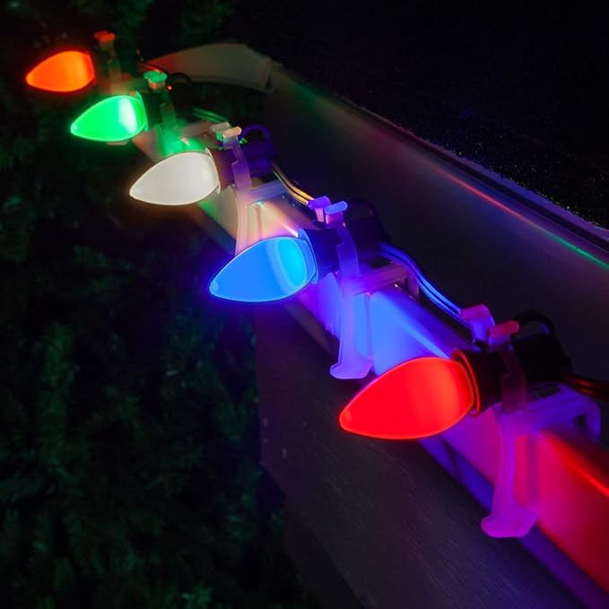 Wintergreen Lighting 25 Opticore LED Multicolor Commercial C7 Christmas Lights Vintage Style with Smooth Opaque Finish, Heavy Duty 18 Gauge Green Wire (25 ft)