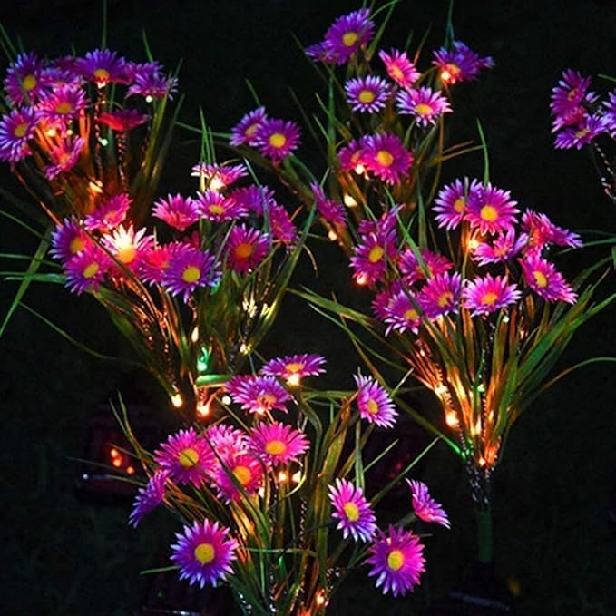 Solar Flower Lights Outdoor, Waterproof LED Daisy Flowers Solar Stake Decorative In-Ground Lights 2Mode for Garden Landscape Yard Pathway Wedding Party (Pink, 2Pack)
