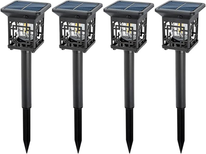 4 Pcs Solar Pathway Lights For Garden, Warm White Tungsten Filament, Auto On/Off Outdoor Landscape Lighting | Lumora
