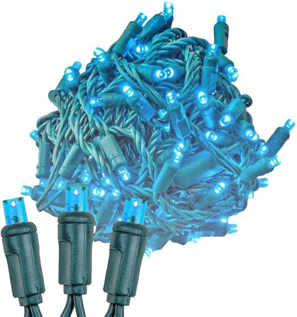 Novelty Lights 25ft 50 LED Teal Christmas Lights Outdoor/Indoor, 6" Spacing, Green Wire String Lights for Festive | Lumora