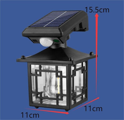 QUQUQ Solar Pathway Lights 2 Packs Solar Outdoor Wall Lights with Sensor Garden Retro Lantern Yard Patio Decor(Black1)