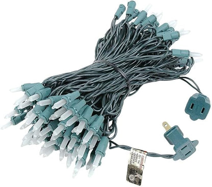 Novelty Lights 50 Feet 100 Bulbs Traditional Incandescent Mini Lights, Frosted on Green Wire with 6" Spacing, Commercial Grade and UL Listed for Indoor/Outdoor Use, End-to-End Connectable