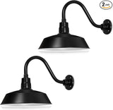 14in. Satin Black Outdoor Gooseneck Barn Light Fixture With 14.5 in. Long Extension Arm - Wall Sconce Farmhouse | Lumora