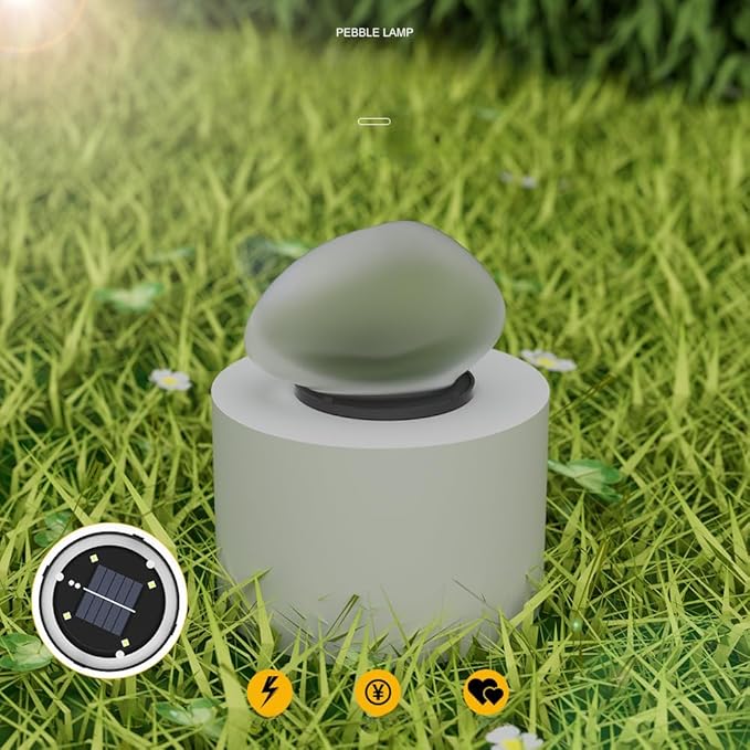 LED Solar Powered Goose Warm Stone Lights, Warm Light Outdoor Courtyard Decorative Tile Stone Lights Wireless Twilight to Dawn Waterproof Garden Road Landscape Lamp.