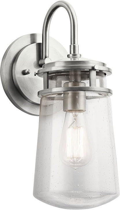 Kichler Lyndon 15" 1 Light Wall Light with Clear Seeded Glass Brushed Aluminum, Small