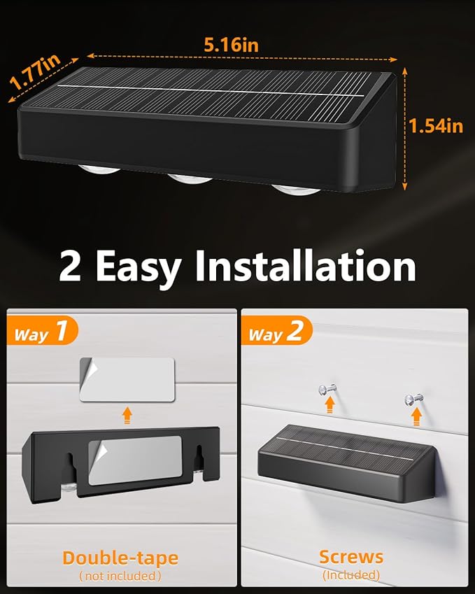 Solar Fence Lights Outdoor, 8 Pack, 9 Fixed Colors ＆ Color Changing Fence Lights Solar Powered Waterproof IP65 Dusk-to-Dawn LED Deck Lighting for Patio, Railing, Pool, Porch, Backyard, Wall