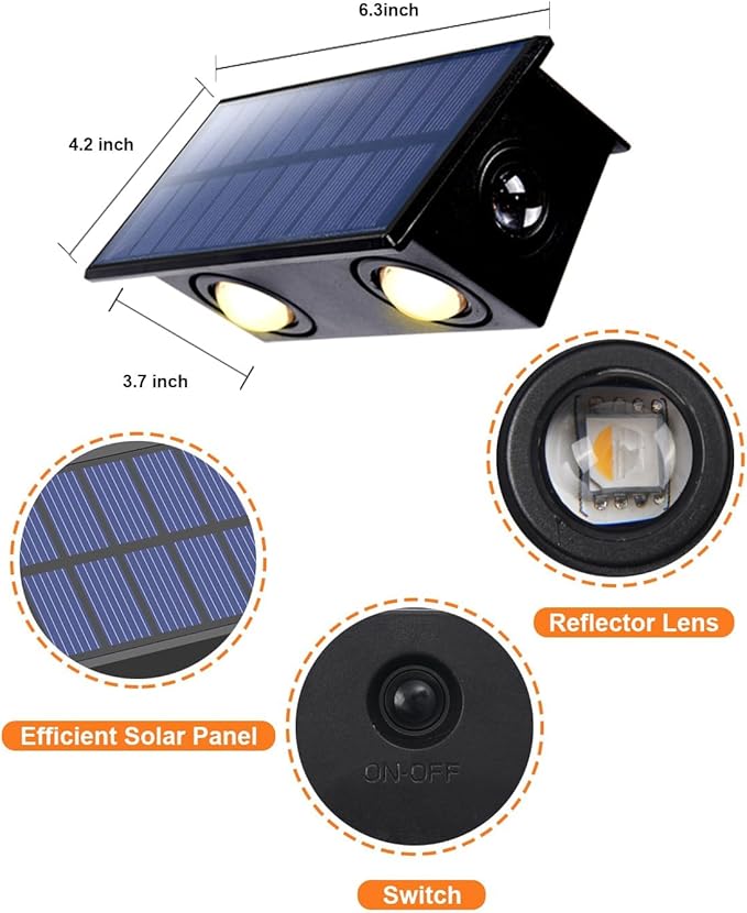 12 Pack 3-Side Solar Fence Lights Outdoor Waterproof with Warm White LED Spot Lens, for Wall, Deck, Patio, Yard | Lumora