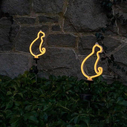 Touch Of ECO Solar LED Neon Cat Stake Light - Warm White - Outdoor Garden Décor, Yard Ornaments, Landscape Lights, Patio Walkway Decoration Gift Idea for Cat Lovers