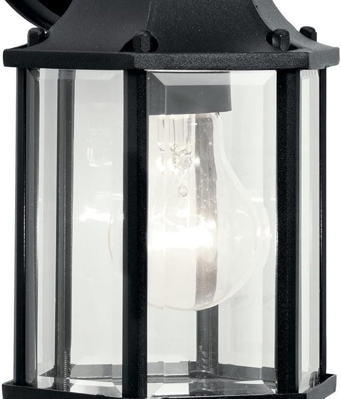Kichler Chesapeake 10.25" 1 Light Outdoor Wall Light with Clear Beveled Glass in Black