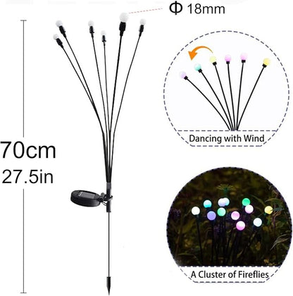 Firefly Solar Pathway Lights, LED Solar Starburst Swaying Light, Solar Garden Lights Waterproof IP65, Patio Landscape Lawn Decor Lighting Stakes(6pcs)