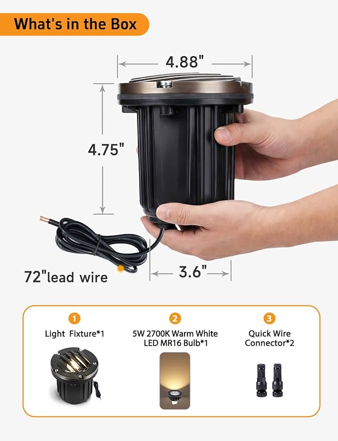 Gardenreet Outdoor Low Voltage Well Lights - Brass 12V LED Replaceable Bulb In-Ground Lighting, Low Voltage Grated | Lumora