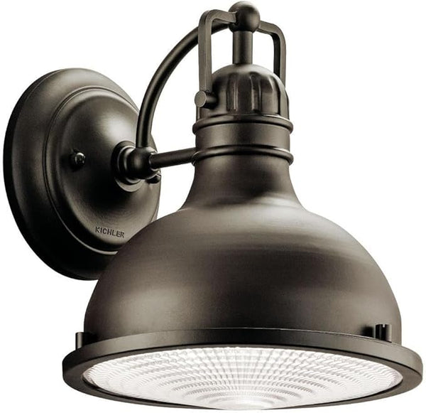 Kichler Hatteras Bay 9.5" 1 Light Indoor/Outdoor Wall Sconce with Clear Fresnel Lens in Olde Bronze | Lumora