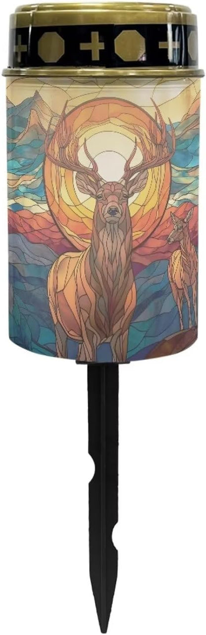 Cemetery Solar Lights for Grave Deer Cemetery Decorations for Grave Waterproof Dusk to Dawn Sensor Solar Grave Lamp for Cemetery Bereavement Gifts 2 Pack