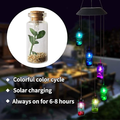 Solar Mobile Lights Hanging Wind Chime, Color Changing Outdoor Solar Garden Decorative Lights for Walkway Pathway Backyard Decoration Parties (Wishing Bottle)