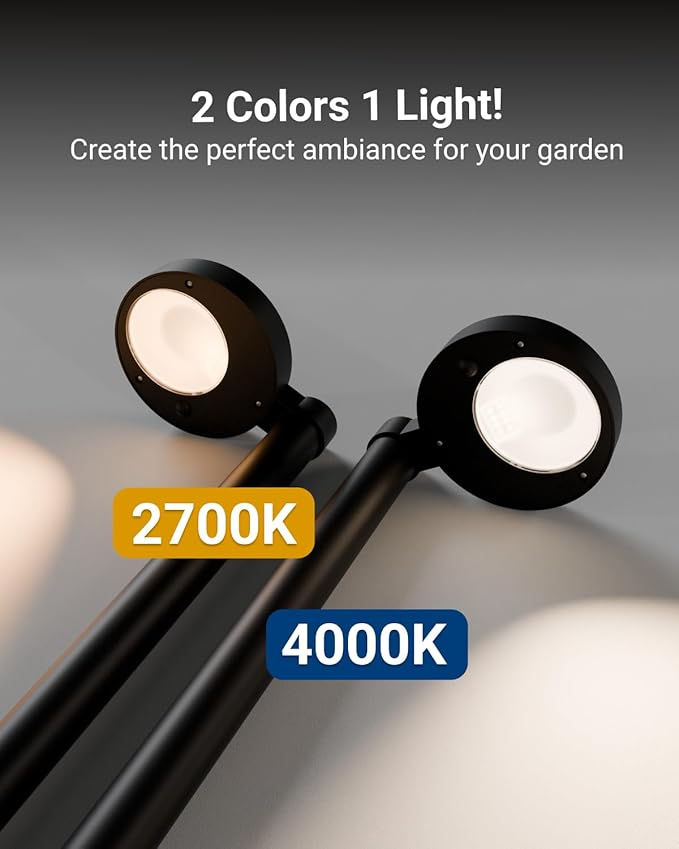 Sunco 6 Pack 2W LED Solar Pathway Walkway Backyard Garden Patio Residential Ambient Decorative Outdoor Light-MD4, 120 Lumens, Selectable CCT 2700K Soft White /4000K Cool White, Dimmable, 3.7V.