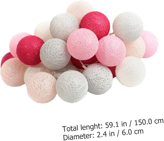 NUOBESTY Festive PVC Battery-Powered Lamp String with Balls Design Lights for Wedding Party and Home Hanging Decoration Portable and Indoor String Lights