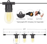 108FT (27FT*4) LED Outdoor String Light Waterproof Terrace Light, S14 Shatterproof Replaceable Bulb (4 Spare | Lumora