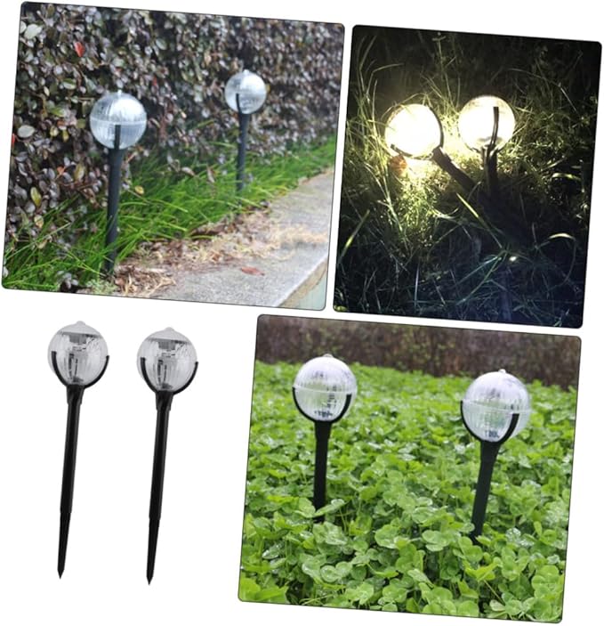 Milisten Solar Powered LED Landscape Path Lights 2pcs with Colorful Lighting for Outdoor Garden and Courtyard Decor, Plastic Solar Lawn Insert Lamps
