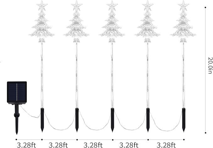 5 Pcs Acrylic Solar Pathway Stakes Lights Outdoor Waterproof, 8 Modes Christmas Decorations Outdoor Yard, Solar Christmas Garden Decor Lights (Xmas Tree Multicolor)