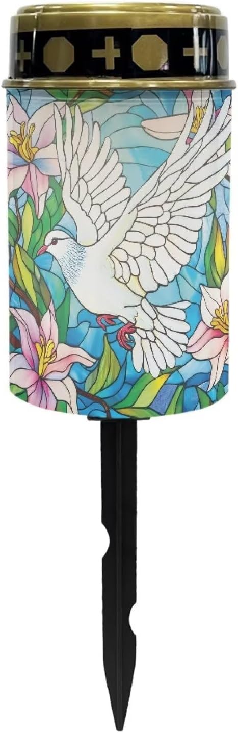 Solar Garden Lights, Pigeon Floral Pattern Outside Waterproof Light for Garden Yard Pathway Cemetery Grave Decor for Night Path Lights