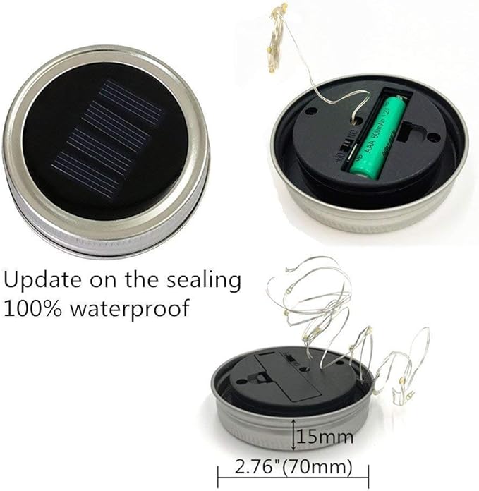 Decorman Solar Mason Jar Lights, 8 Pack Waterproof Fairy Star Firefly Lids String Lights with 8 Hangers for Patio | Lumora