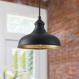 10in Dome Outdoor Pendant Barn Lights Black Kitchen Island Pendant Lamp with Brass Interior, Hallway Porch Ceiling | Lumora