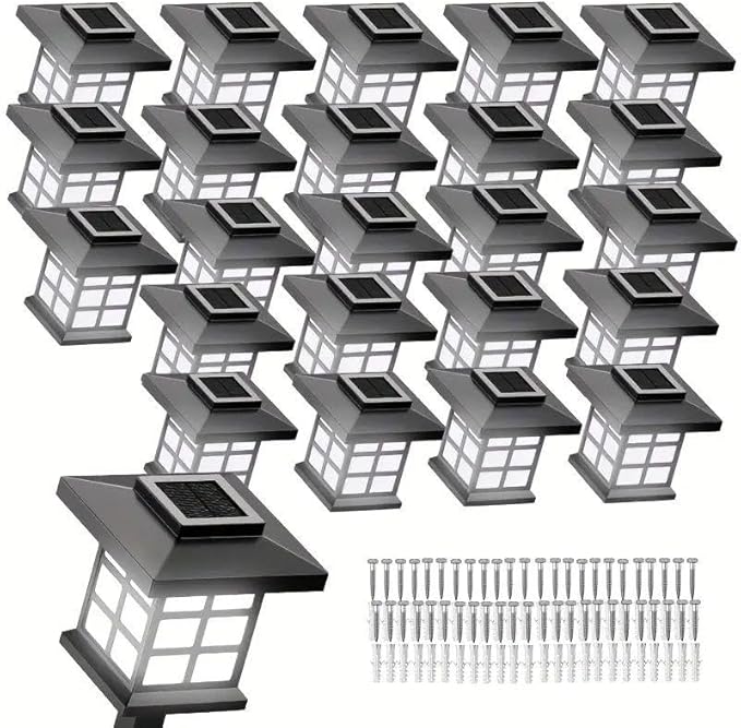 Solar Outdoor Lights,LED Solar Lights Outdoor Waterproof, Solar Walkway Lights Maintain 10 Hours of Lighting for Your Garden, Landscape, (White Light -24 Lights)