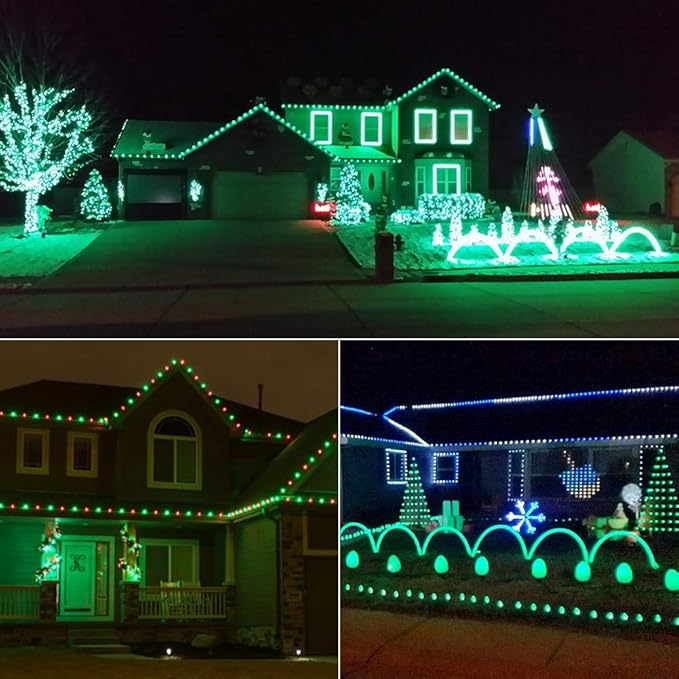 Brizled C9 Green String Lights, 16ft 25 LED Faceted Christmas Light Connectable, 120V UL Certified Roof Lights, Indoor Outdoor Xmas Tree Lights for Halloween Christmas St. Patrick's Day Party Garden