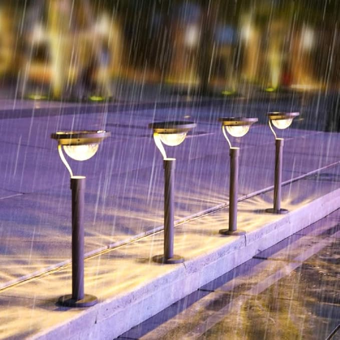 2 in 1 Solar Pathway Lights, Solar Shadow Lights Outdoor Warm White Waterproof Stainless Steel Automatic Solar Landscape Lights for Patio, Yard, Lawn, Garden and Path (Solar Path Light-4 Pack)