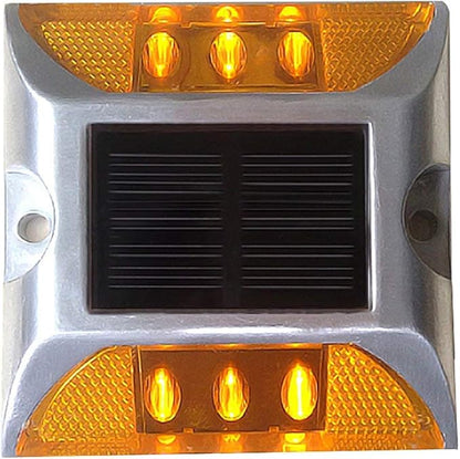 Aluminum Solar 6-LED Deck Dock Lights Step Road Path Lamp Waterproof Security Warning Driveway for Outdoor Fence Pool Patio Yard Home Pathway Stairs Garden (Yellow)