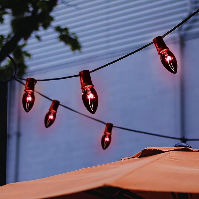 Abeja C9 Black String Light, 25Ft Vintage Halloween Lights with 26 Black Light Purple Bulbs(1 Spare), Connectable | Lumora