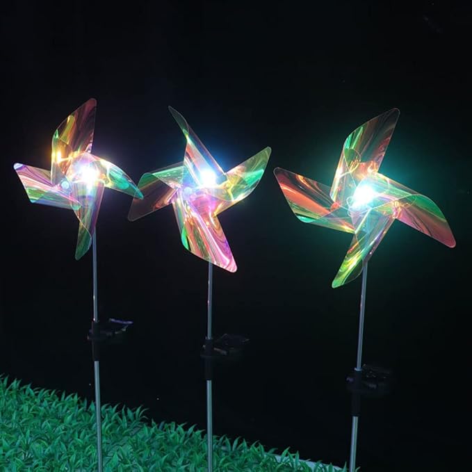 Ulalaza 2PCS Garden Solar Lights Multi-Color Changing 4 LED Flower Stake Light Decorative Landscape Lawn Yard Outdoor Lights Length 72mm/3inch