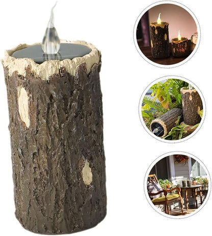 Solar Pathway Light Easy Install Wood Grain Lamp Decorative Landscape Light for Garden