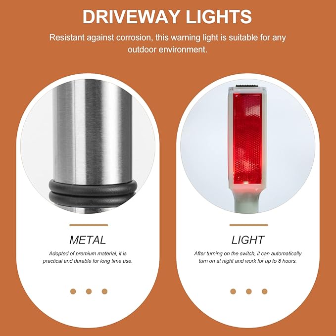 Uonlytech Solar Driveway Marker Lights for Night Landscaping Lighting Solar Double Entrance Visibility Post Outdoor Decor at Reflector Reflective Weather Garden Sided Pathway