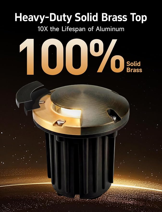 Gardenreet Landscape In Ground Well Lights - Brass Ip65 Electric LED Low Voltage Lights, 12V - Outdoor Path Light | Lumora