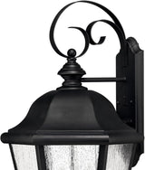 Hinkley Edgewater Large Wall Mount Outdoor Lantern - Aluminum, Clear Seedy Glass, Traditional - Black Finish | Lumora