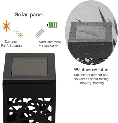 6pcs Hollow-Out Waterproof Solar Lawn Lights Warm White Ground Plug Outdoor Garden Path Lighting for Patio and Yard
